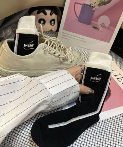 Streetwear Style Letter Embroidered Cotton Crew Socks