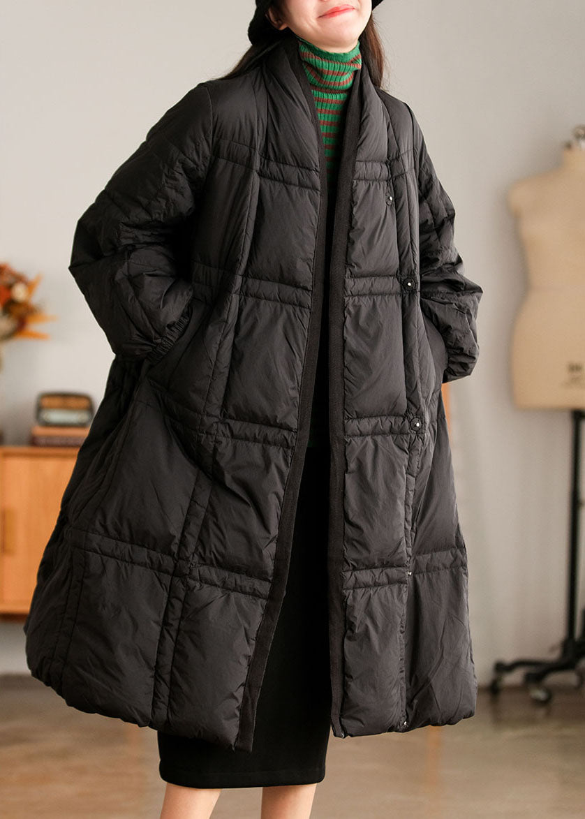 Thickened Winter Cotton Coat with Stand Collar and Pockets in Beige Style