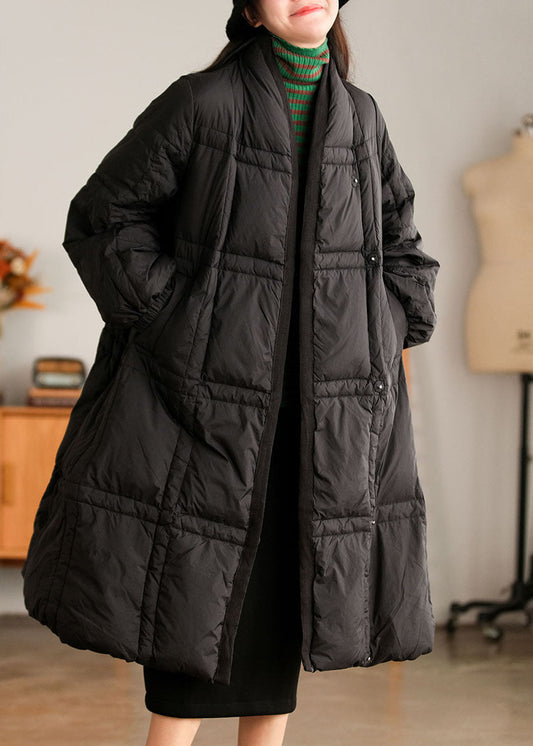 Thickened Winter Cotton Coat with Stand Collar and Pockets in Beige Style