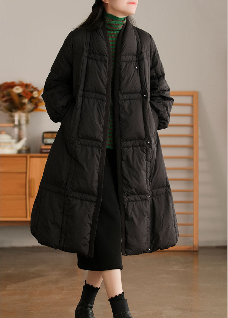 Thickened Winter Cotton Coat with Stand Collar and Pockets in Beige Style