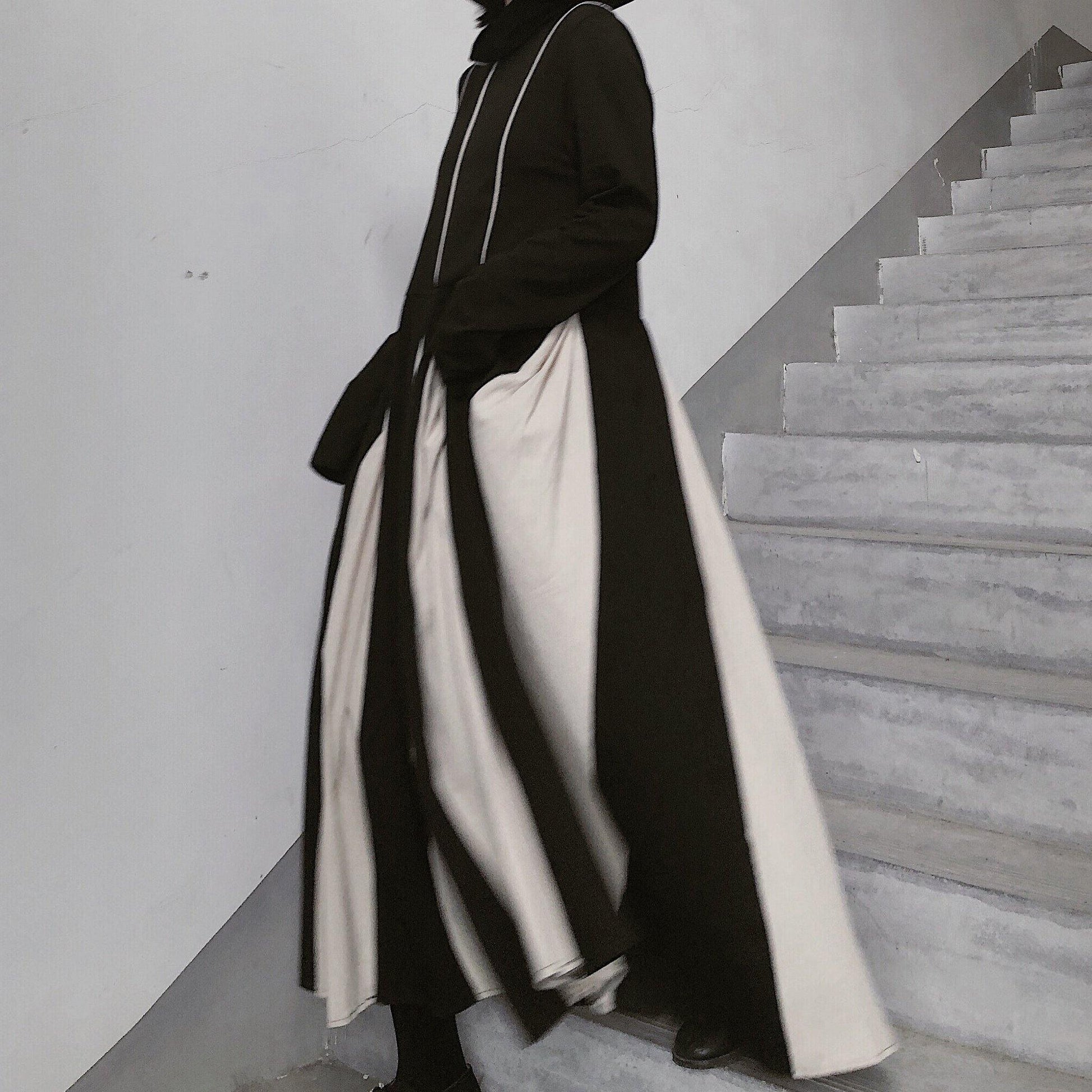 Style Black Clothes For Women High Neck Patchwork A Line Dresses - SooLinen