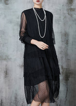 Load image into Gallery viewer, Style Black Dot Hollow Out Tulle Long Dresses Summer