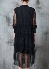Load image into Gallery viewer, Style Black Dot Hollow Out Tulle Long Dresses Summer