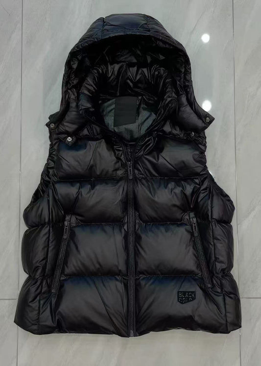 Style Black Hooded Thick Fine Cotton Filled Womens Vest Winter