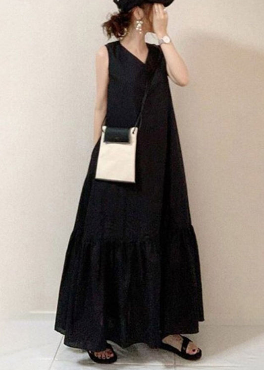 Style Black Oversized Exra Large Hem Cotton Holiday Dress Summer