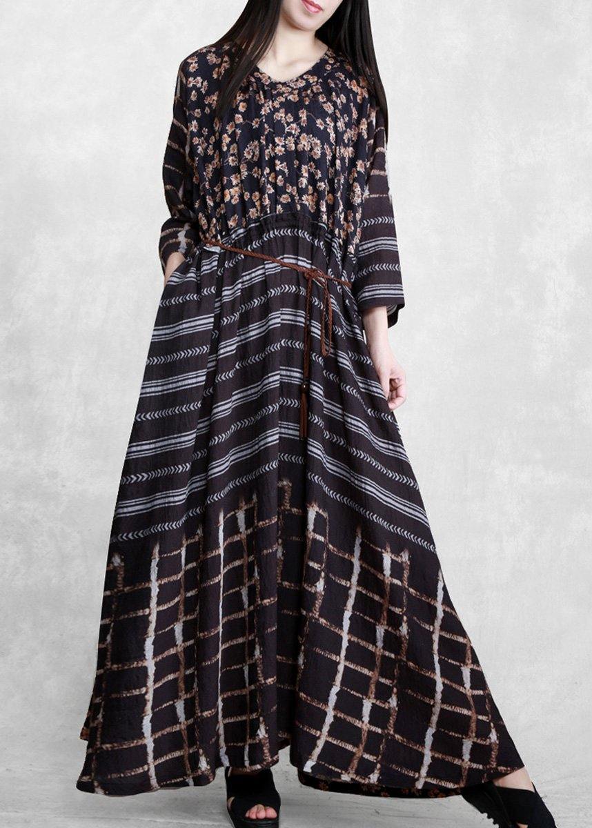 Style Black Print Long Maxi Dress - SooLinen