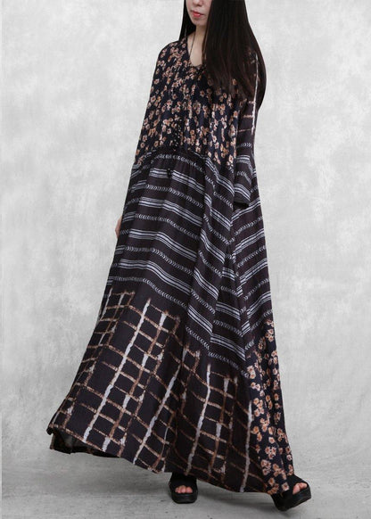 Style Black Print Long Maxi Dress - SooLinen