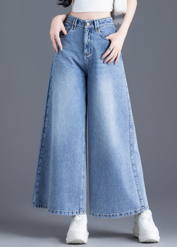 Style Blue Oversized Denim Wide Leg Pants Spring