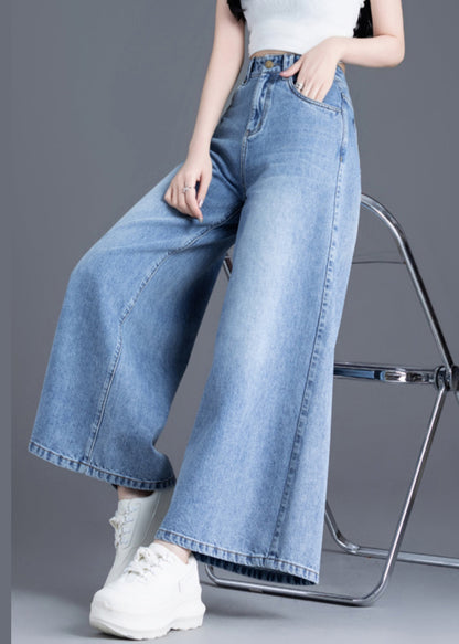 Style Blue Oversized Denim Wide Leg Pants Spring