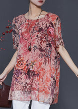 Load image into Gallery viewer, Style Brick Red Oversized Print Chiffon Top Summer