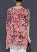 Load image into Gallery viewer, Style Brick Red Oversized Print Chiffon Top Summer