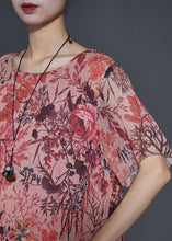 Load image into Gallery viewer, Style Brick Red Oversized Print Chiffon Top Summer