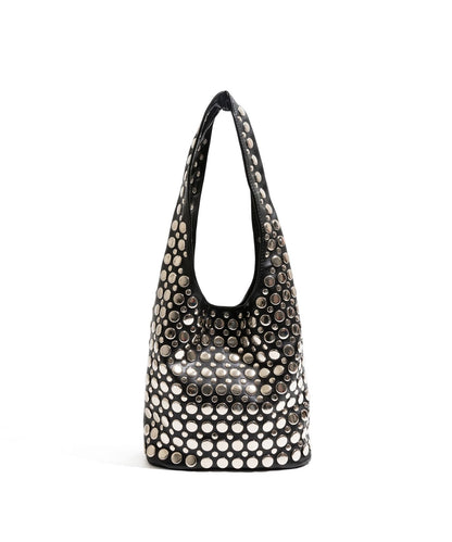 Style Brown Rivet Faux Leather Durable Shoulder Bag