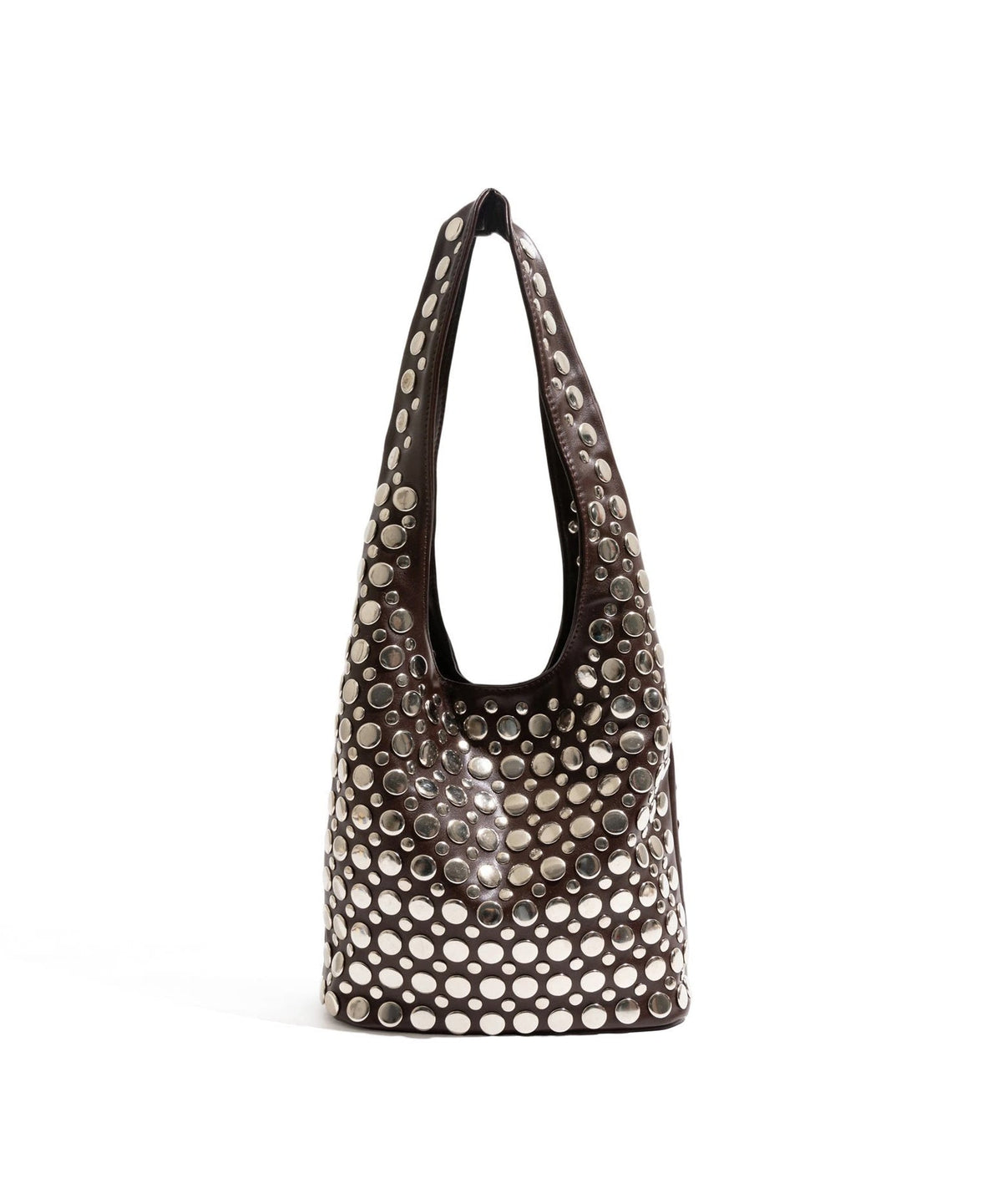 Style Brown Rivet Faux Leather Durable Shoulder Bag