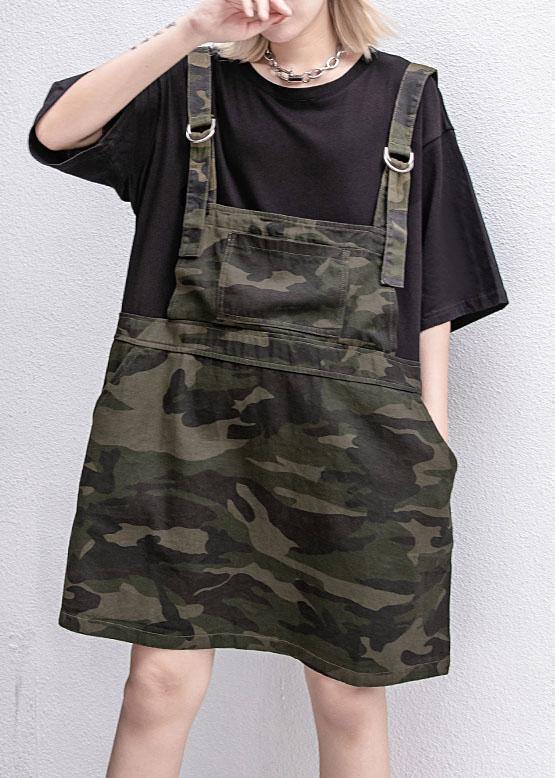 Style Camouflage Cotton clothes false two pieces Plus Size summer Dresses - SooLinen