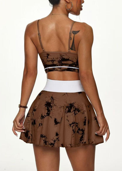 Style Coffee Print Summer Gymshark Sports Bra Two Piece Set