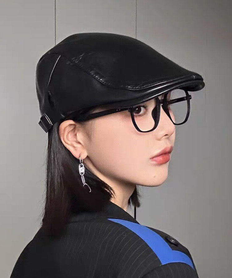 Style Coffee Versatile Faux Leather Breton Hat