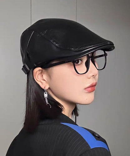 Style Coffee Versatile Faux Leather Breton Hat