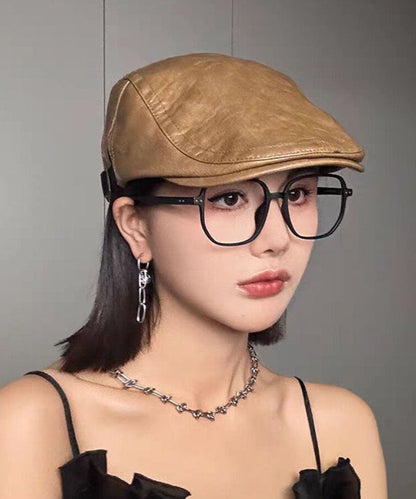 Style Coffee Versatile Faux Leather Breton Hat