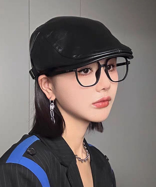 Style Coffee Versatile Faux Leather Breton Hat