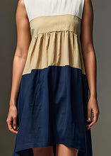Load image into Gallery viewer, Style Colorblock O Neck Low High Design Patchwork Cotton Dresses Sleeveless