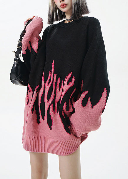 Style Colorblock Oversized Warm Long Sweater Winter