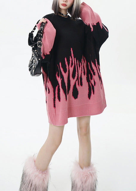 Style Colorblock Oversized Warm Long Sweater Winter