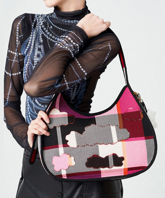 Style Colorblock Print Solid Durable Cotton Hobo Bag