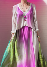 Load image into Gallery viewer, Style Colorblock V Neck Print Patchwork Silk Dresses Long Sleeve