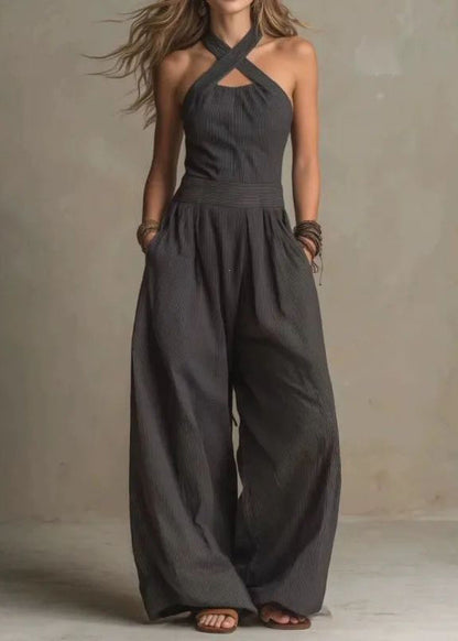 Style Creamy White Wrinkled Out Jumpsuits Summer