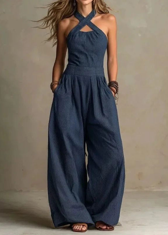 Style Creamy White Wrinkled Out Jumpsuits Summer