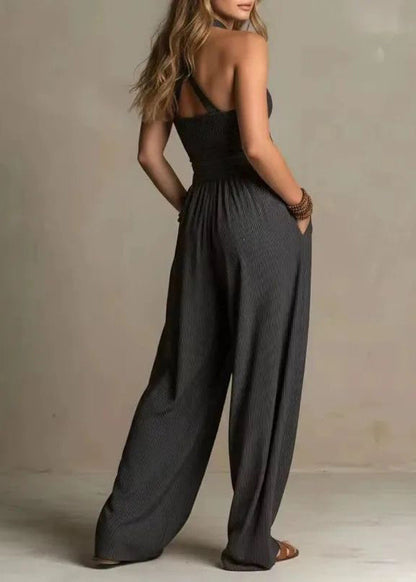 Style Creamy White Wrinkled Out Jumpsuits Summer