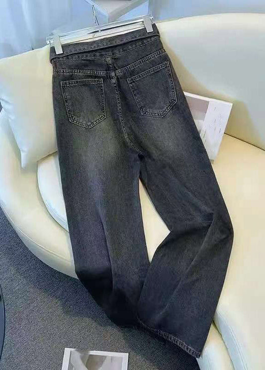 Style Dark Blue Pockets Patchwork Jeans Summer