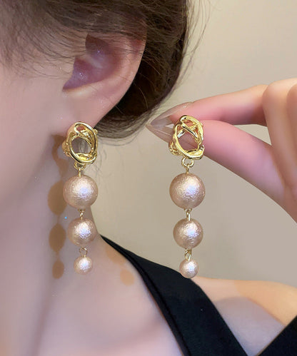 Style Gold Alloy Pearl Tassel Drop Earrings