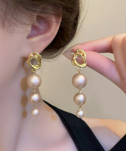 Style Gold Alloy Pearl Tassel Drop Earrings