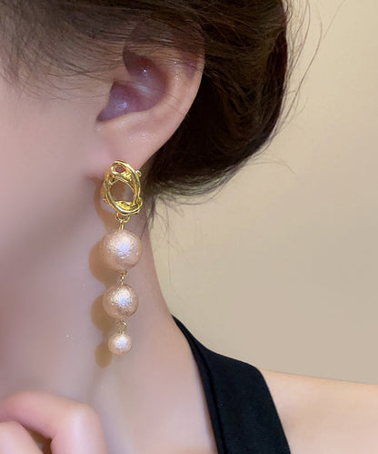 Style Gold Alloy Pearl Tassel Drop Earrings