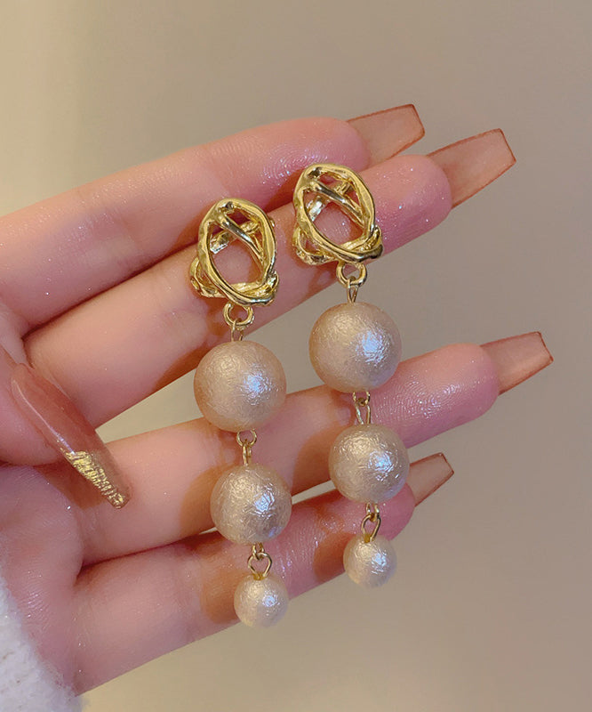 Style Gold Alloy Pearl Tassel Drop Earrings