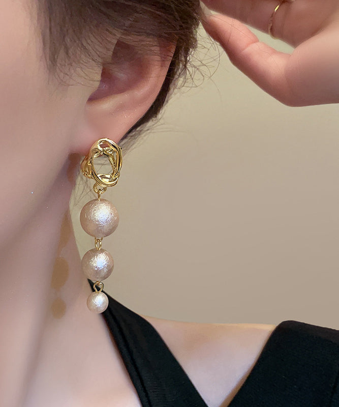 Style Gold Alloy Pearl Tassel Drop Earrings