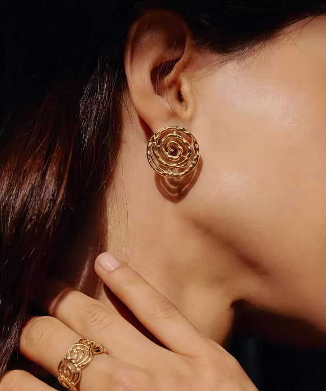 Style Gold Copper Overgild Hollow Out Stud Earrings