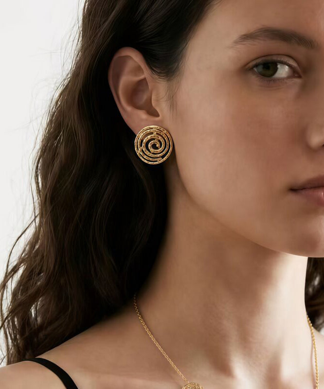 Style Gold Copper Overgild Hollow Out Stud Earrings
