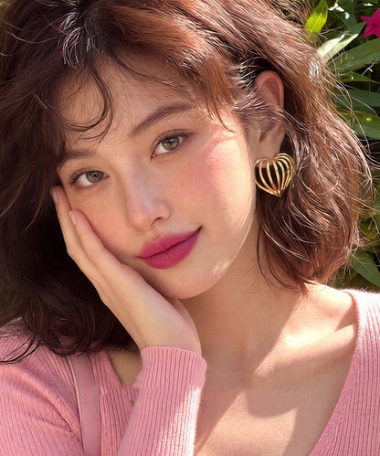 Style Gold Metal Entwine Love Hollow Out Hoop Earrings