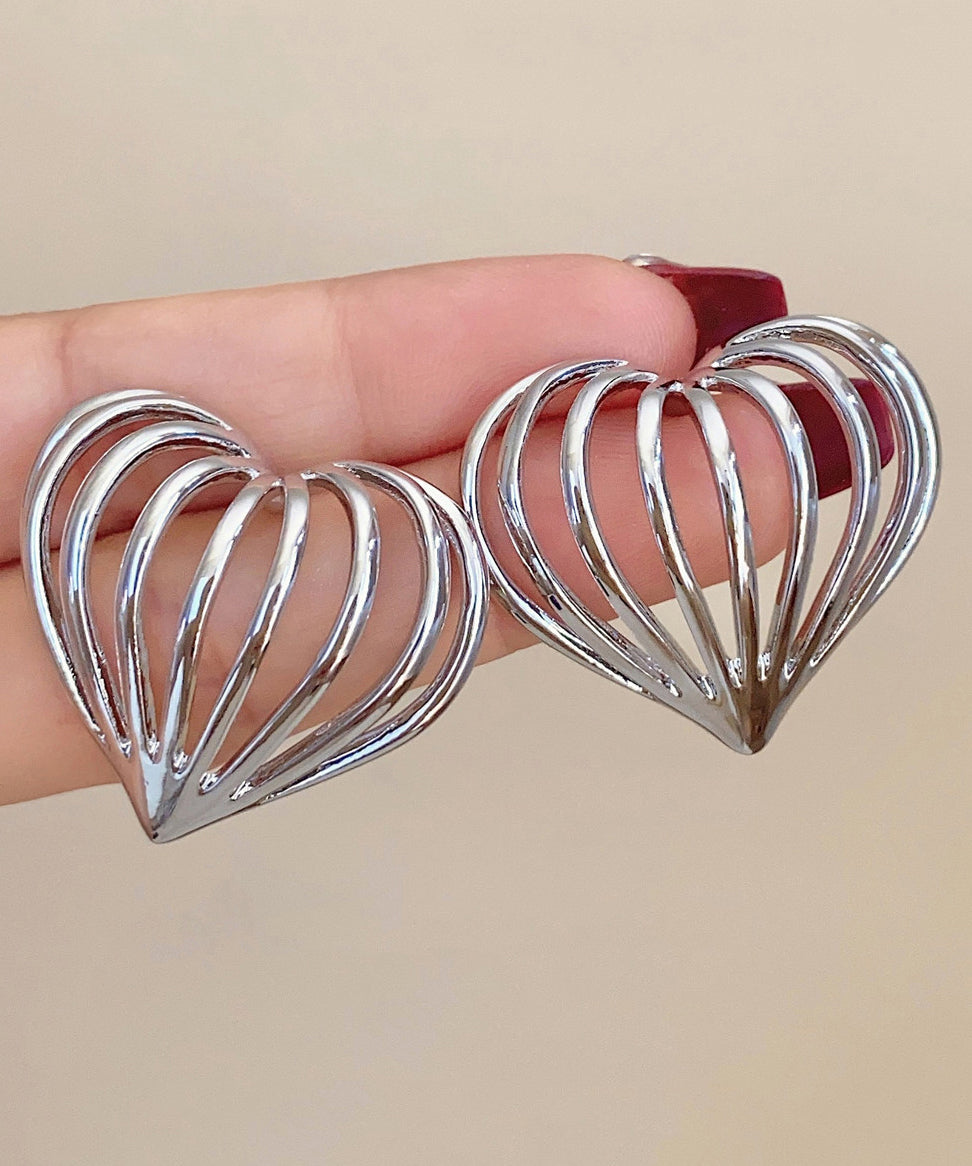 Style Gold Metal Entwine Love Hollow Out Hoop Earrings
