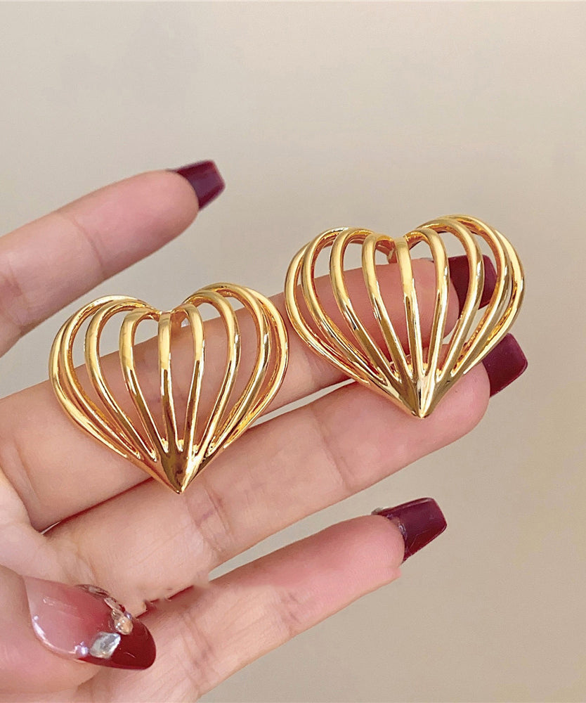 Style Gold Metal Entwine Love Hollow Out Hoop Earrings