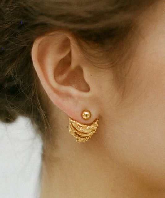 Style Golden Crescent Shape Copper Stud Earrings