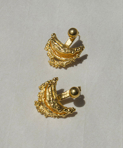 Style Golden Crescent Shape Copper Stud Earrings