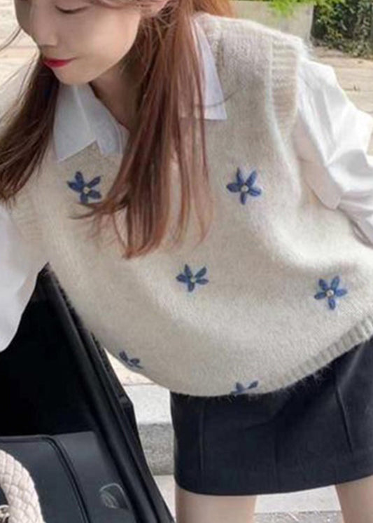 Style Grey O Neck Jacquard Knit Vest Sleeveless