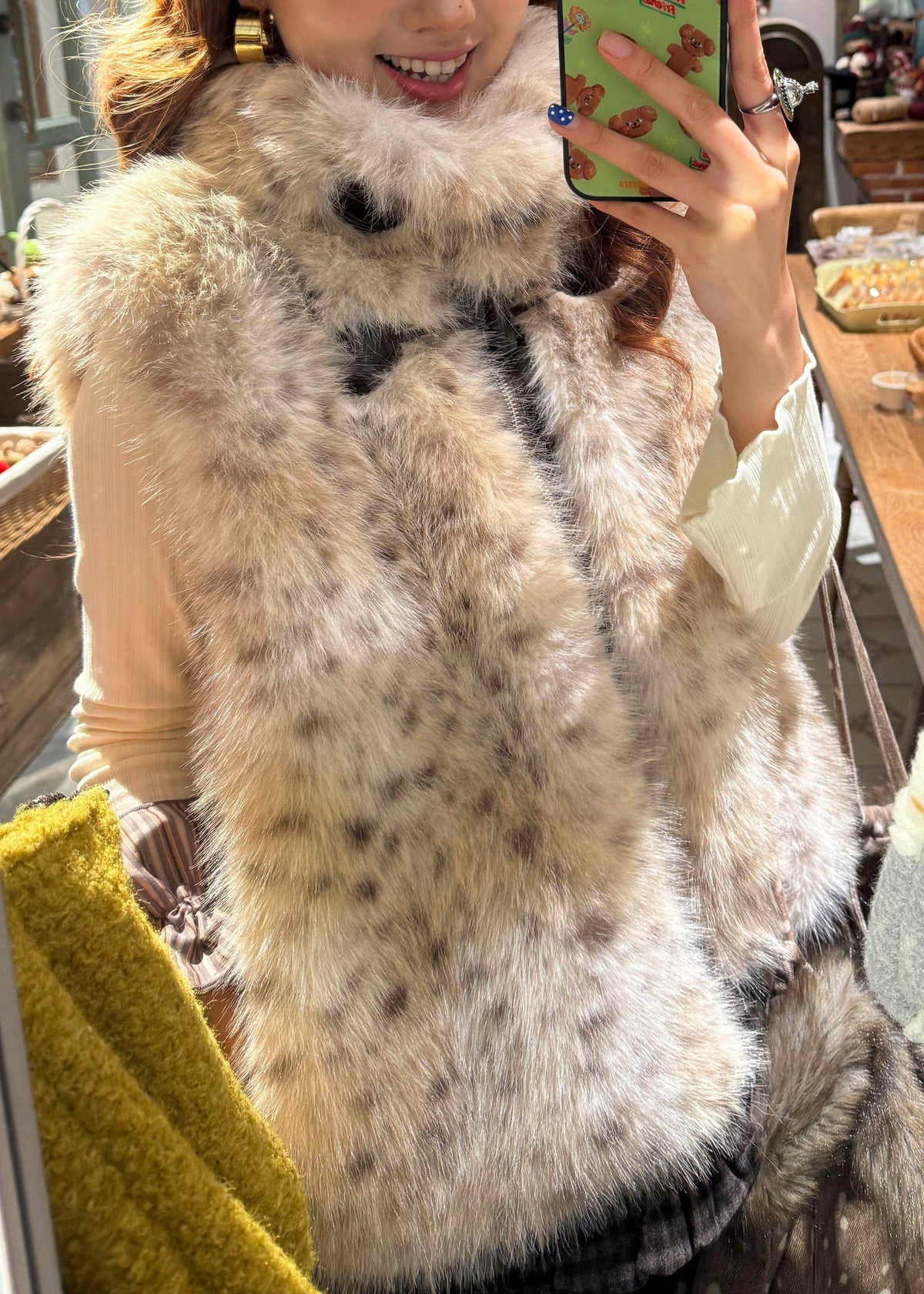 Style Leopard Zippered Pockets Leather And Fur Waistcoat Winter