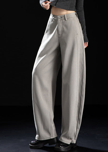 Style Light Grey Oversized Warm Fleece Harem Pants Winter