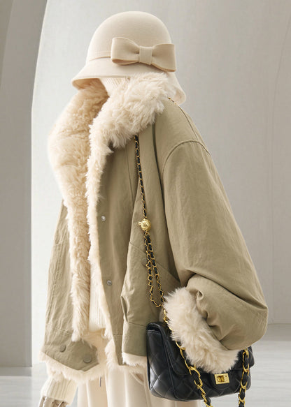 Style Light Khaki Teddy Faux Fur Parka Winter