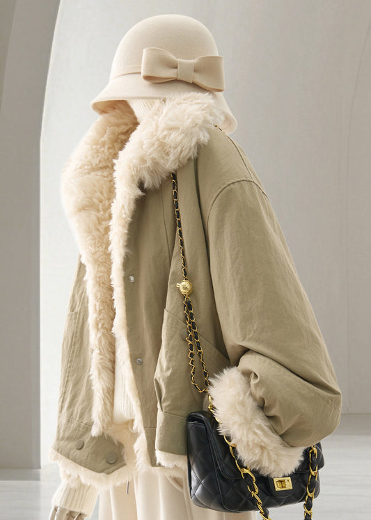 Style Light Khaki Teddy Faux Fur Parka Winter